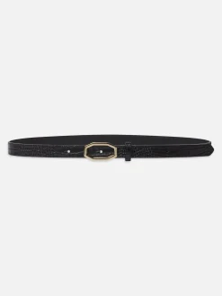 FRAME Angular Buckle Belt in Black Croc<Women Belts|All Accessories & Shoes