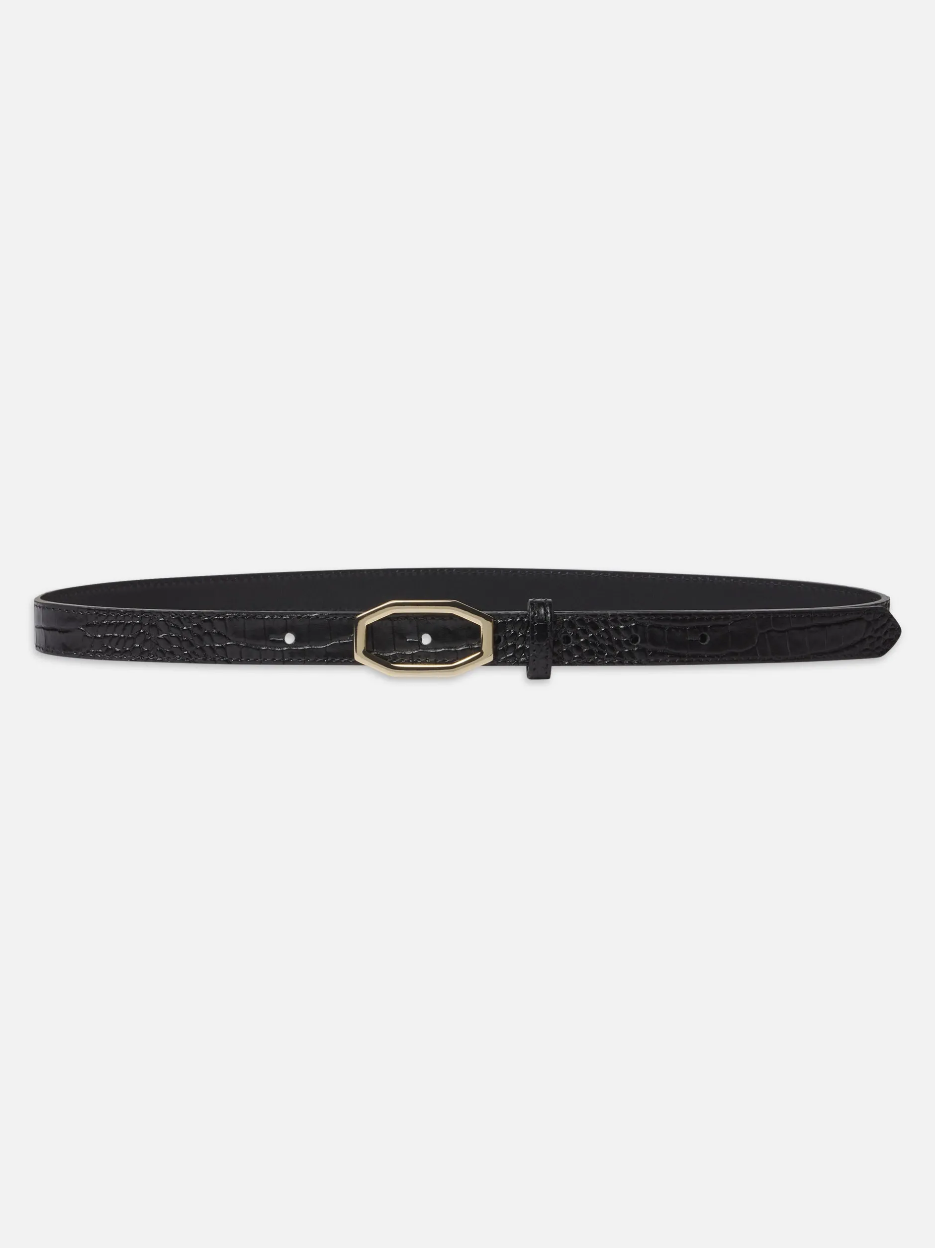 FRAME Angular Buckle Belt in Black Croc<Women Belts|All Accessories & Shoes