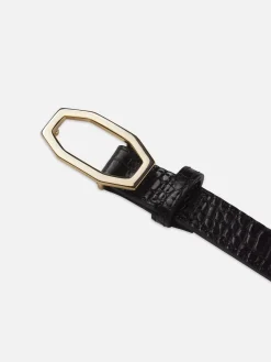 FRAME Angular Buckle Belt in Black Croc<Women Belts|All Accessories & Shoes