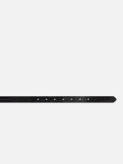 FRAME Angular Buckle Belt in Black Croc<Women Belts|All Accessories & Shoes