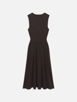 FRAME Banded Jersey Button Dress in Chocolate Brown<Women Dresses & Jumpsuits