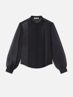FRAME Beaded Collarless Blouse in<Women Tops & Blouses