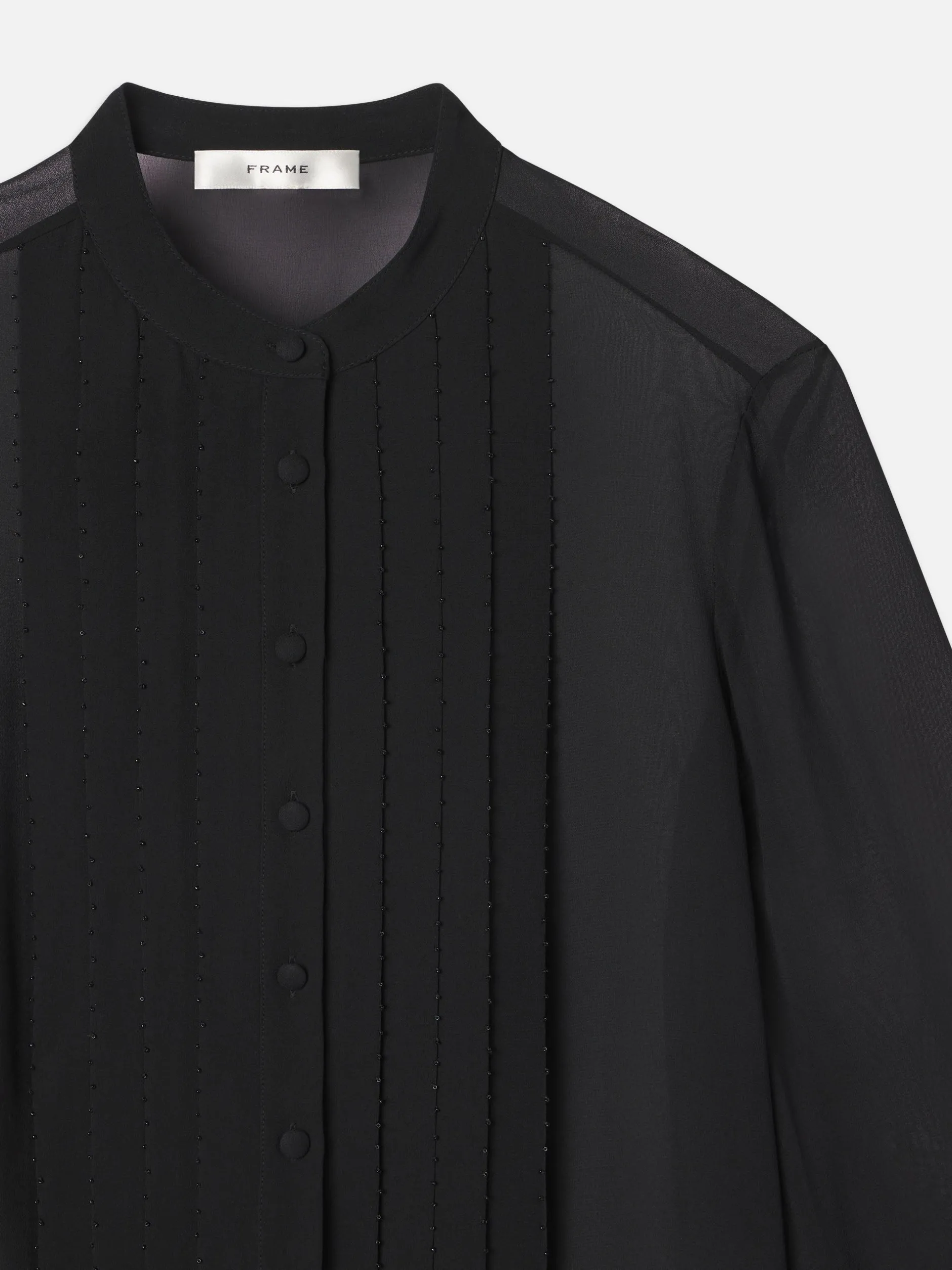 FRAME Beaded Collarless Blouse in<Women Tops & Blouses