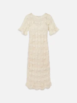 FRAME Beaded Crochet Dress in Off White<Women Dresses & Jumpsuits