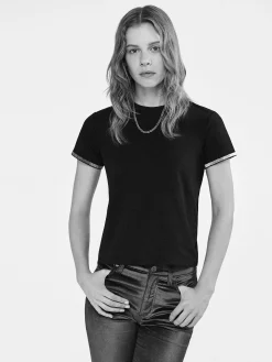 FRAME Beaded Tee in<Women Tanks & Tees