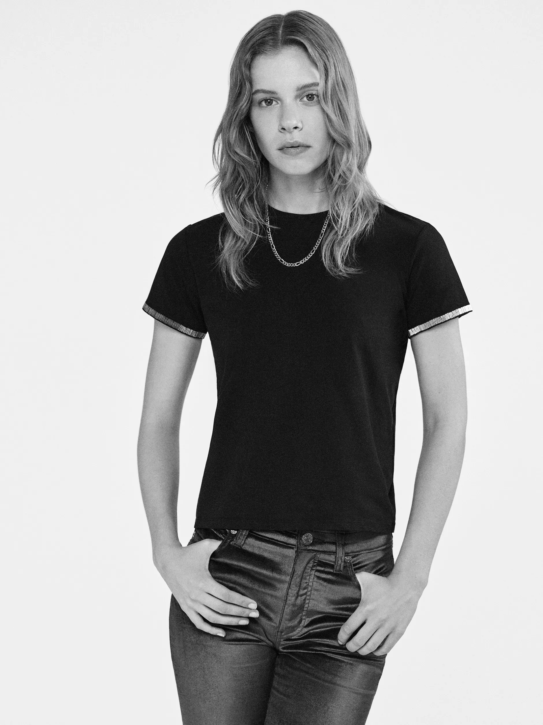 FRAME Beaded Tee in<Women Tanks & Tees