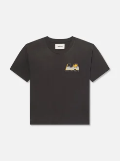 FRAME Boxy Vintage Print Tee in Washed Black< Tees & Polos