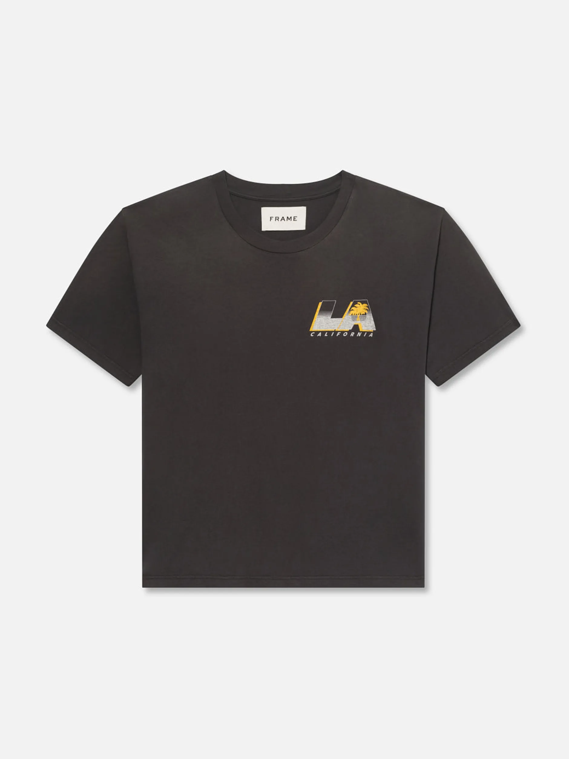 FRAME Boxy Vintage Print Tee in Washed Black< Tees & Polos