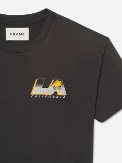 FRAME Boxy Vintage Print Tee in Washed Black< Tees & Polos