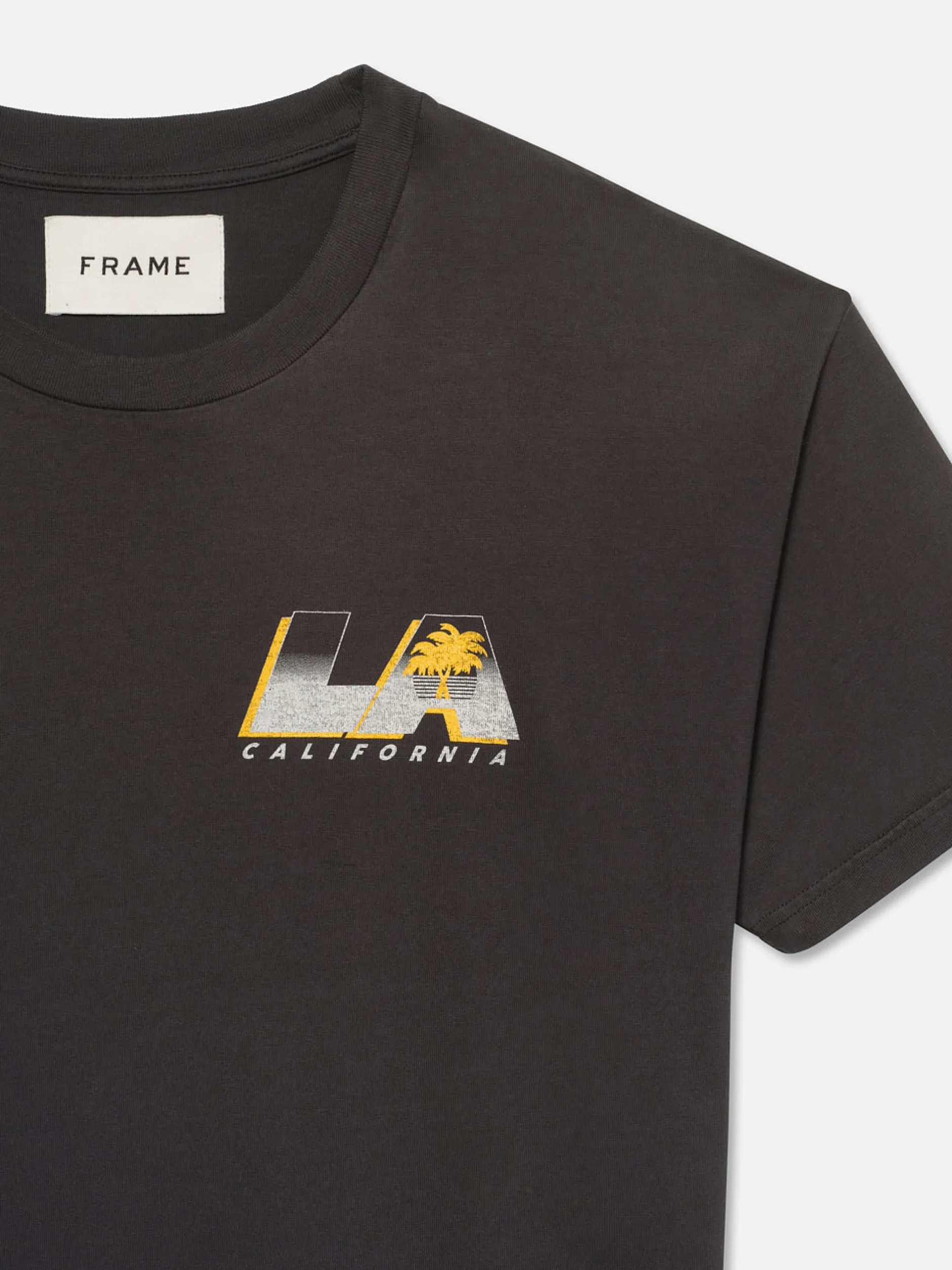 FRAME Boxy Vintage Print Tee in Washed Black< Tees & Polos