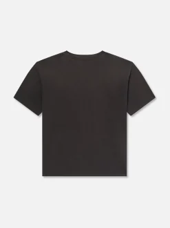 FRAME Boxy Vintage Print Tee in Washed Black< Tees & Polos