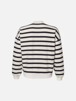 FRAME Button Detail Sweatshirt in Navy Multi<Women Sweaters
