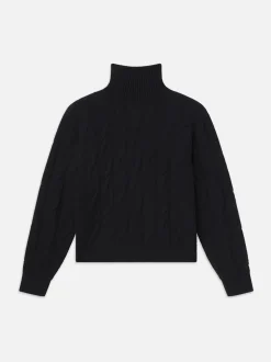 FRAME Cable Knit Turtleneck in<Women Sweaters