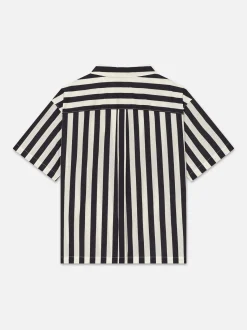 FRAME Camp Collar Shirt in Navy Stripe< Shirts