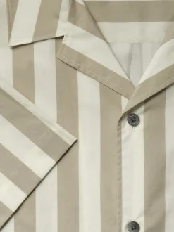 FRAME Camp Collar Shirt in Smoke Beige Stripe< Shirts