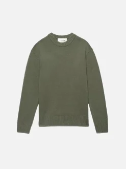 FRAME Cashmere Crewneck Sweater in Khaki Green<Women Sweaters|Sweaters & Hoodies