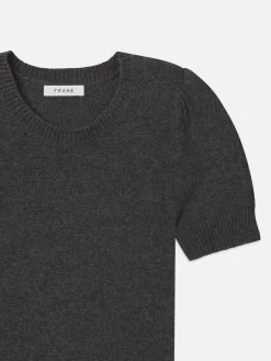 FRAME Cashmere Gathered Sweater in Dark Gris Heather<Women Sweaters