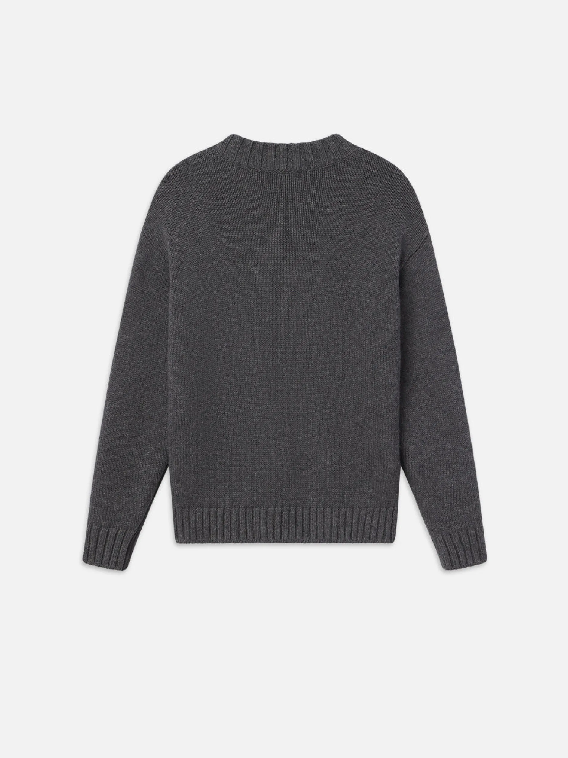 FRAME Chunky V-Neck Sweater in Charcoal Heather<Women Sweaters