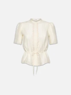 FRAME Cinched Lace Trim Blouse in<Women Tops & Blouses