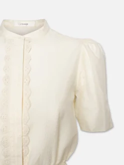 FRAME Cinched Lace Trim Blouse in<Women Tops & Blouses