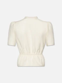 FRAME Cinched Lace Trim Blouse in<Women Tops & Blouses