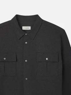 FRAME Classic Flannel Shirt in Grey Melange< Shirts