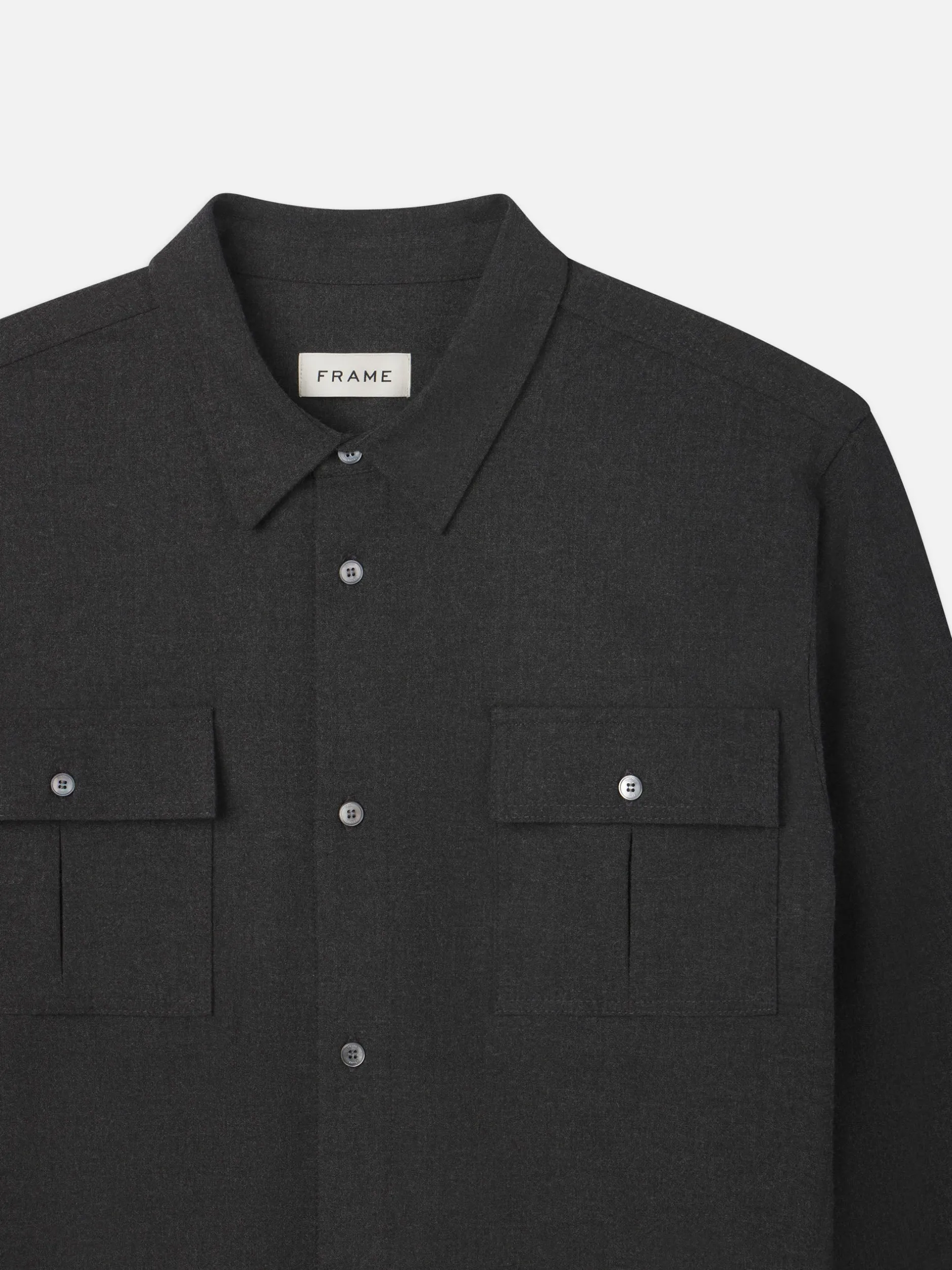 FRAME Classic Flannel Shirt in Grey Melange< Shirts
