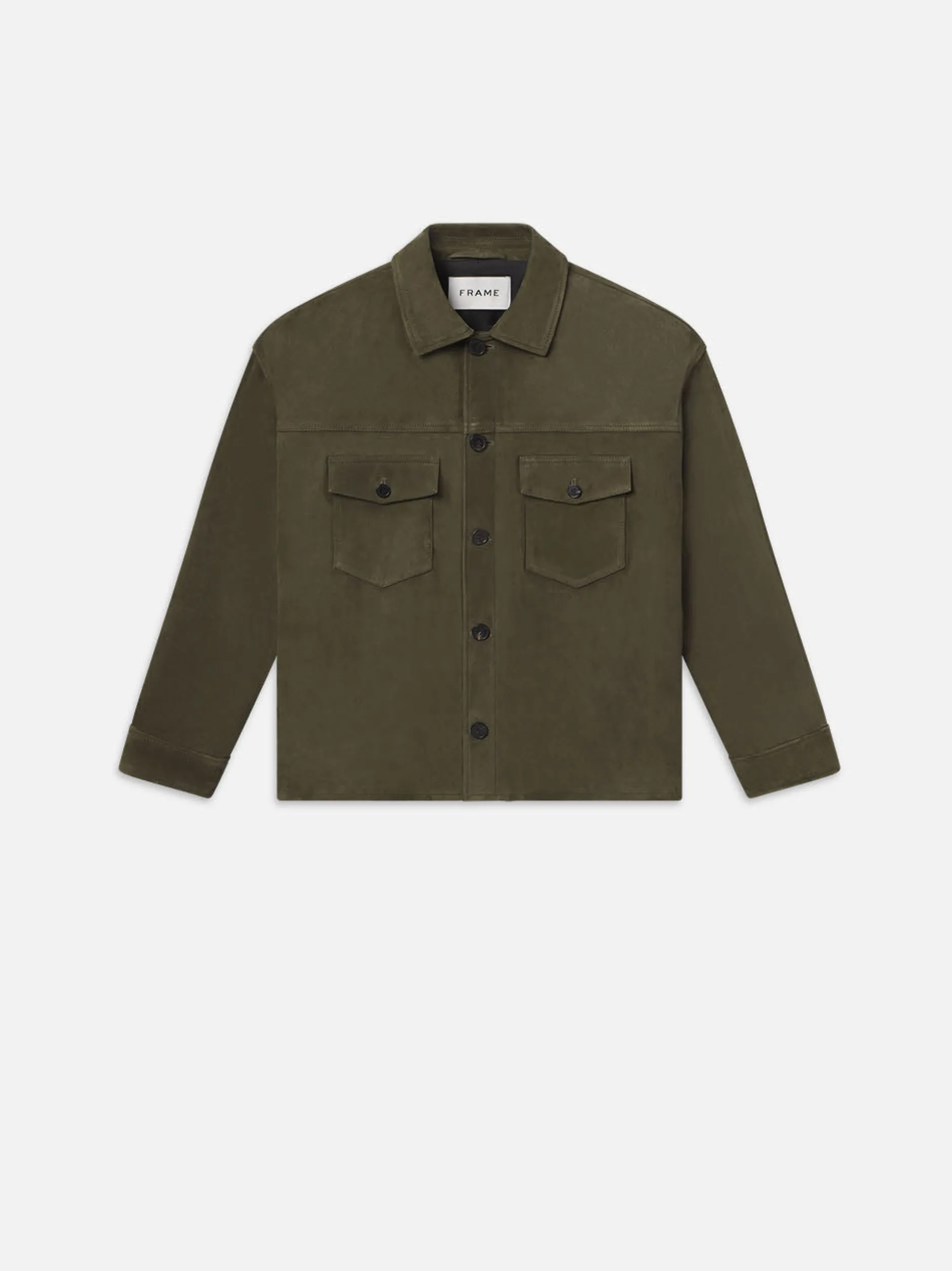 FRAME Clean Suede Jacket in Dark Olive< Leather & Suede|Jackets & Coats