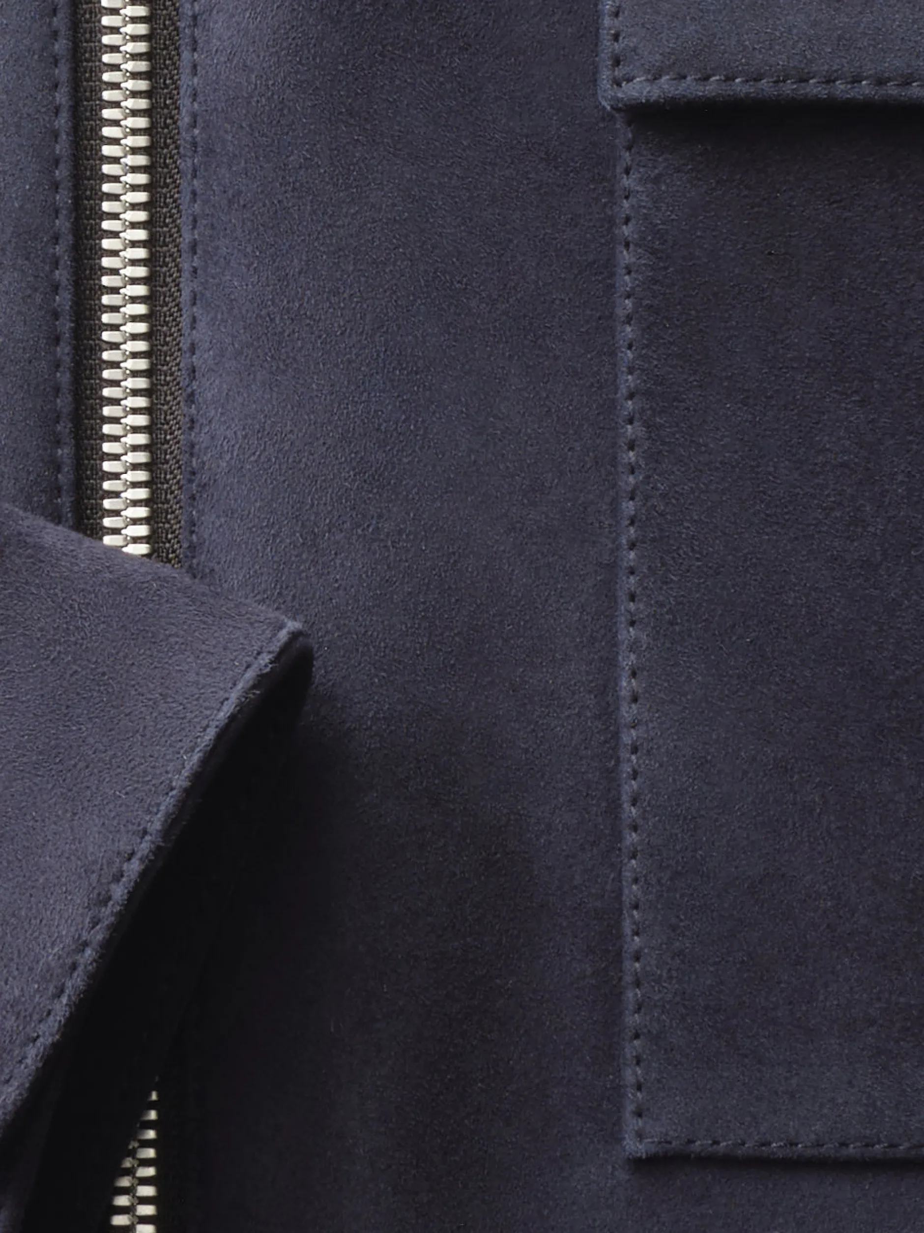 FRAME Clean Suede Zip Shirt in Dark Navy< Leather & Suede