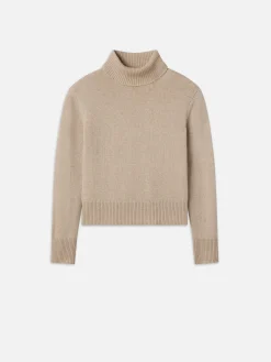 FRAME Clean Turtleneck Sweater in Oatmeal Heather<Women Sweaters