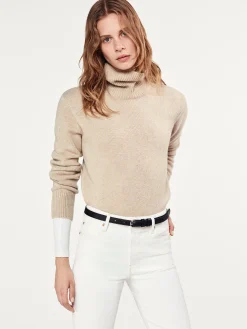 FRAME Clean Turtleneck Sweater in Oatmeal Heather<Women Sweaters