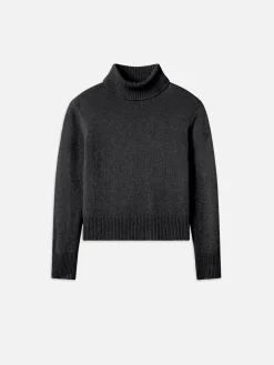 FRAME Clean Turtleneck Sweater in Charcoal Heather<Women Sweaters