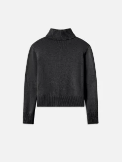 FRAME Clean Turtleneck Sweater in Charcoal Heather<Women Sweaters