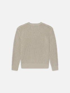 FRAME Cotton Blend Crewneck Sweater in Mineral Grey< Sweaters & Hoodies