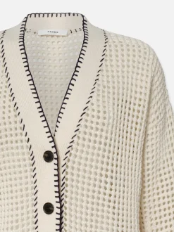 FRAME Crochet Pocket Cardi in Navy Multi<Women Sweaters