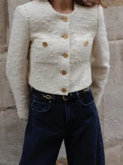 FRAME Cropped Button Front Jacket in<Women Jackets & Coats