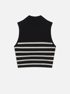FRAME Cropped Cashmere Mockneck in Black Multi<Women Tops & Blouses|Sweaters