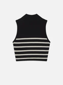 FRAME Cropped Cashmere Mockneck in Black Multi<Women Tops & Blouses|Sweaters