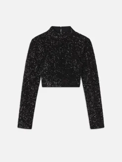 FRAME Cropped Sequin Top in<Women Tops & Blouses