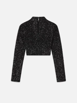 FRAME Cropped Sequin Top in<Women Tops & Blouses