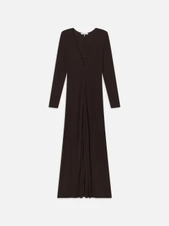FRAME Deep V Jersey Dress in Chocolate Brown<Women Dresses & Jumpsuits