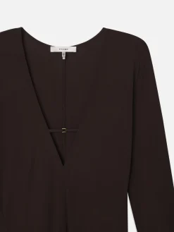 FRAME Deep V Jersey Dress in Chocolate Brown<Women Dresses & Jumpsuits