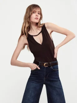 FRAME Deep V Tank in Chocolate Brown<Women Tanks & Tees