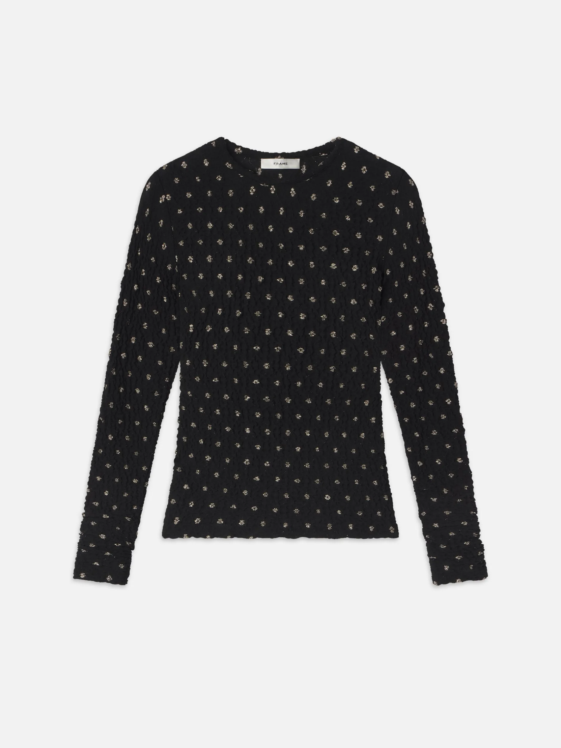 FRAME Dotted Stretch Mesh Top in Black Multi<Women Tops & Blouses