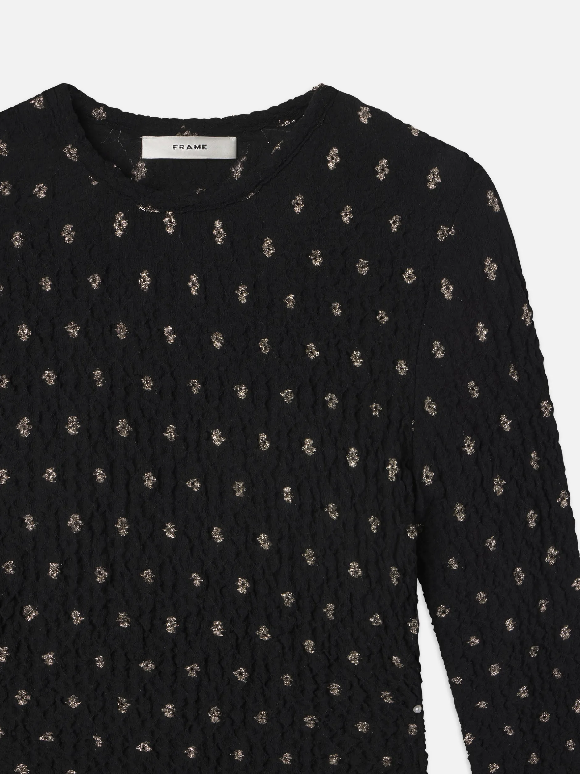 FRAME Dotted Stretch Mesh Top in Black Multi<Women Tops & Blouses