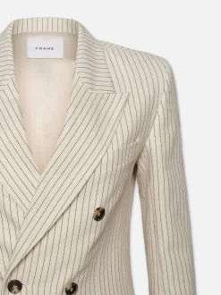 FRAME Double Breasted Blazer in Cream Multi<Women Jackets & Coats