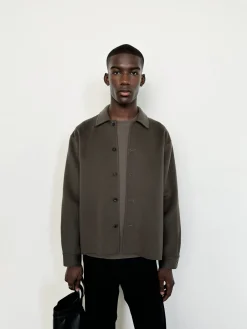 FRAME Double Face Shirt Jacket in Dark Taupe< Jackets & Coats