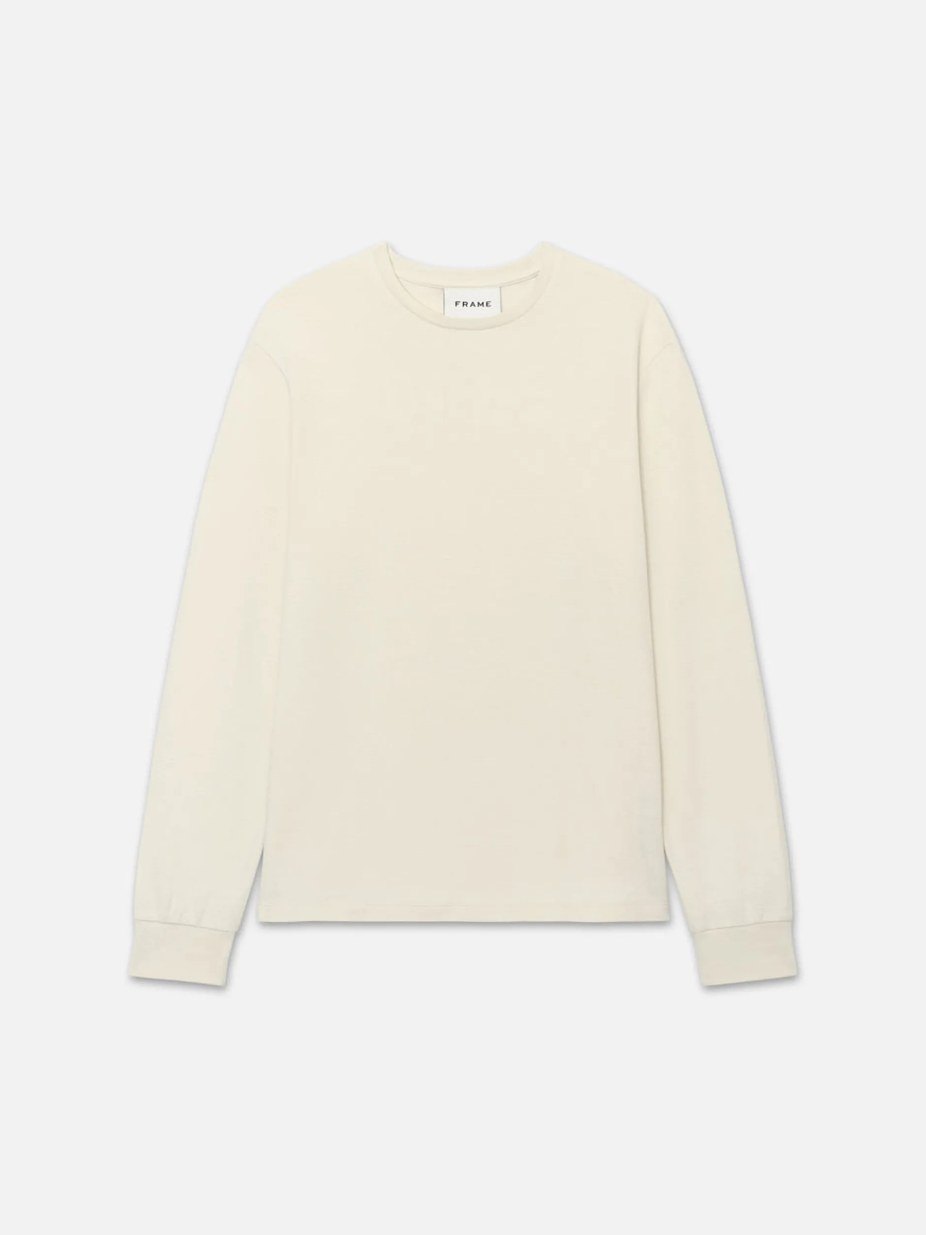FRAME Duo Fold Crew in White Canvas< Tees & Polos