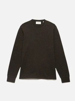 FRAME Duo Fold Long Sleeve Crew in Heather Espresso< Tees & Polos