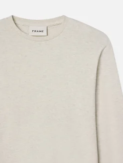 FRAME Duo Fold Long Sleeve Crew in Oatmeal Heather< Tees & Polos